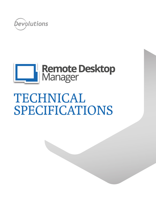 Remote Desktop Manager Données techniques pdf