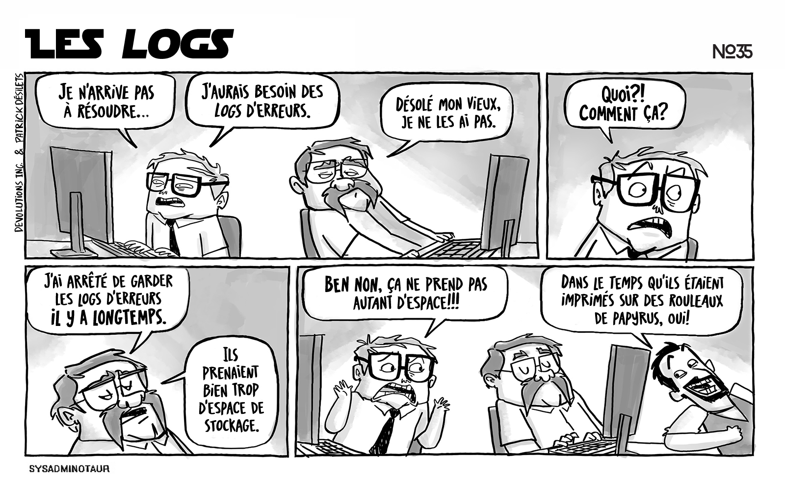 !!Sysadminotaur #35 - Les logs