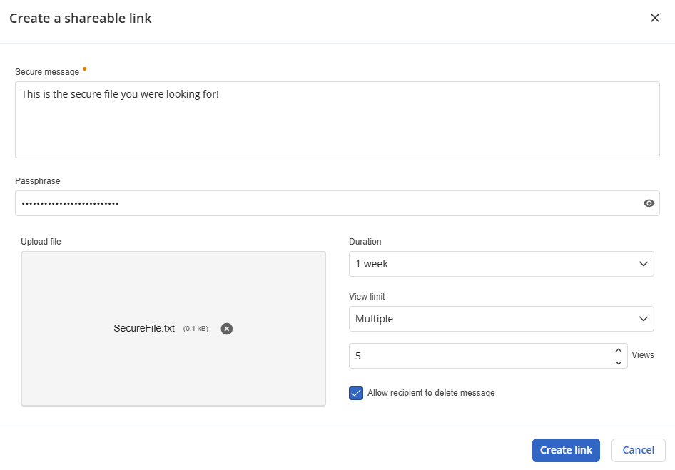Sending a file with Devolutions Send within Devolutions Hub Business