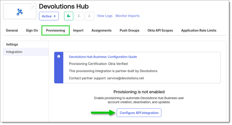 Konfigurieren der API-Integration