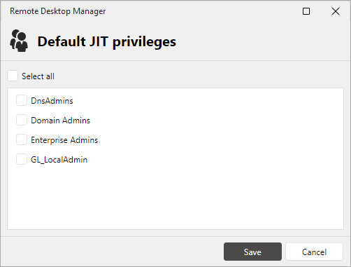 Configuring default JIT privileges