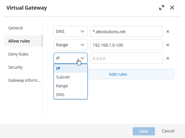 Konfigurieren einer virtuellen Devolutions Gateway-Instanz
