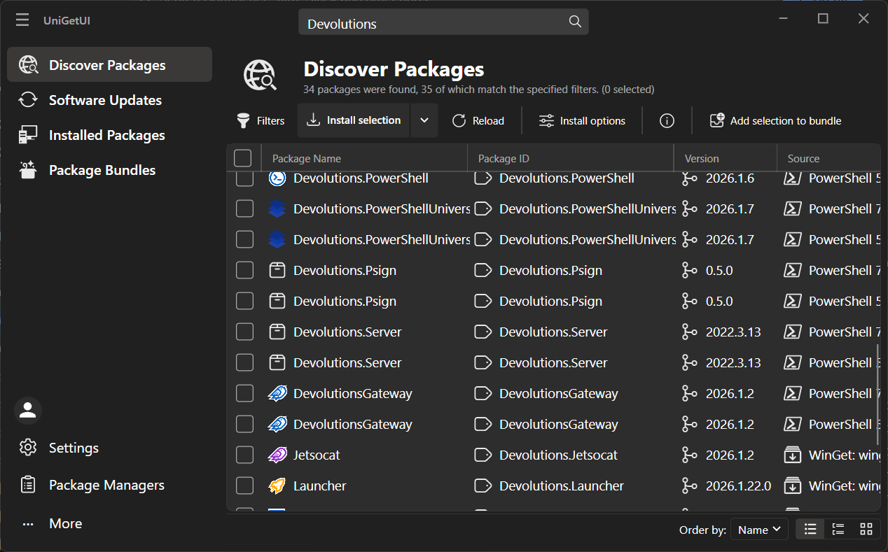 Discovering new packages in UniGetUI