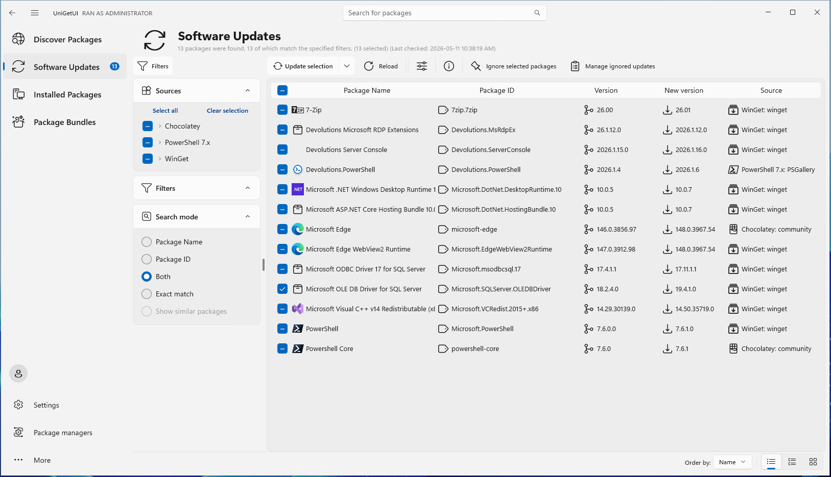 List of software updates