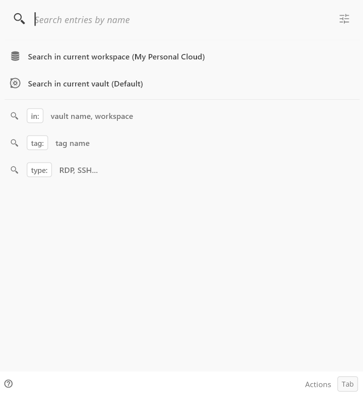 Quickly find entries via the global search tool