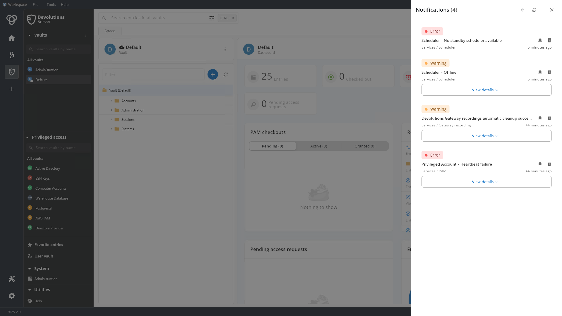 DVLS notifications synced in Workspace
