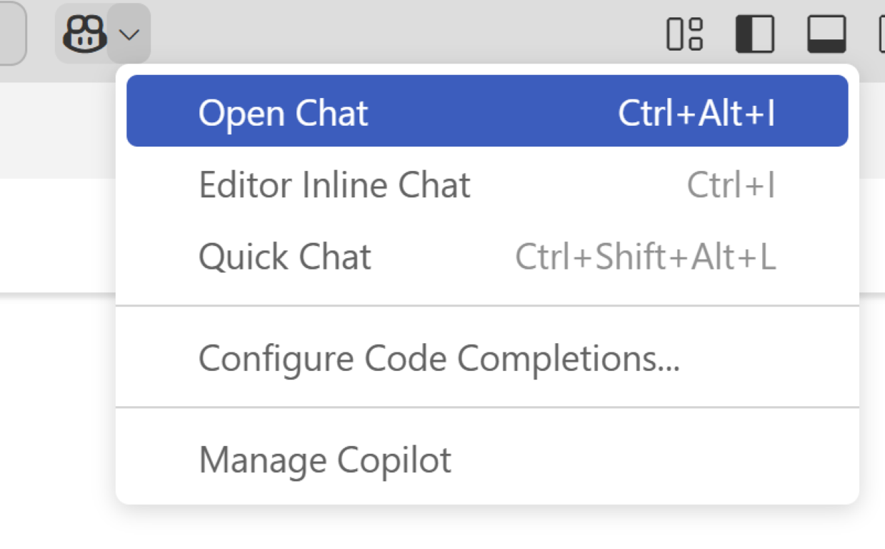 Visual Studio Code Copilot chat panel ready for a new conversation.