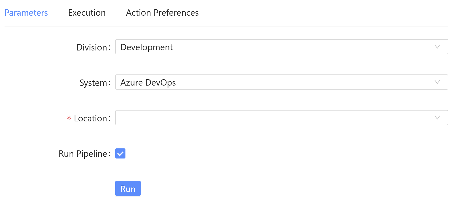 PowerShell Universal form adding a RunPipeline field for Development and Azure DevOps.