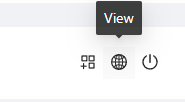 PowerShell Universal dashboard toolbar with the View globe icon selected.