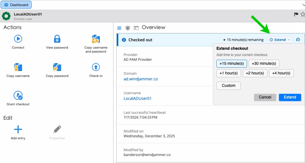 PAM checkout extension in RDM on macOS.