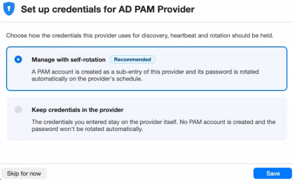 PAM provider credentials in RDM on macOS.
